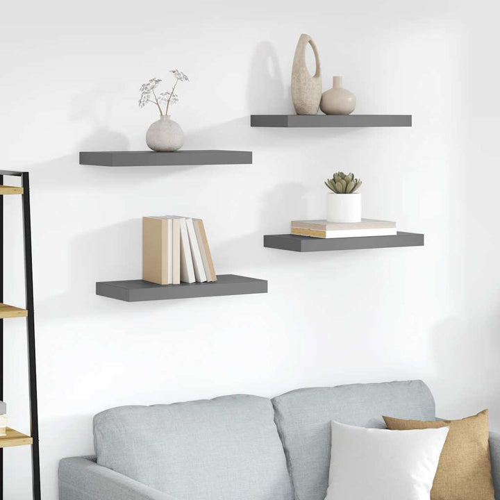 væghylder 4 stk. 50x23x3,8 cm MDF grå højglans