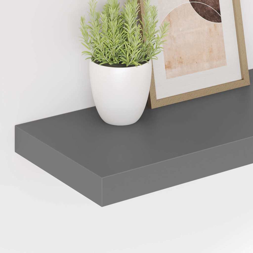 væghylder 2 stk. 60x23,5x3,8 cm MDF grå højglans