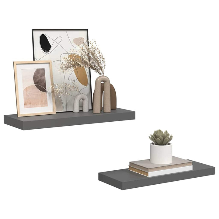 væghylder 2 stk. 60x23,5x3,8 cm MDF grå højglans