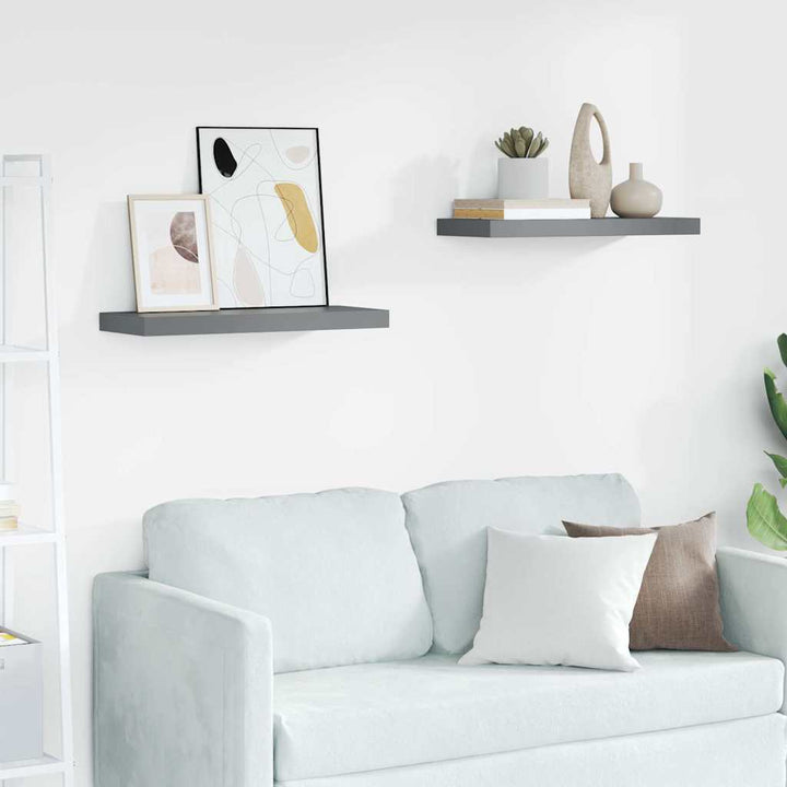 væghylder 2 stk. 60x23,5x3,8 cm MDF grå højglans