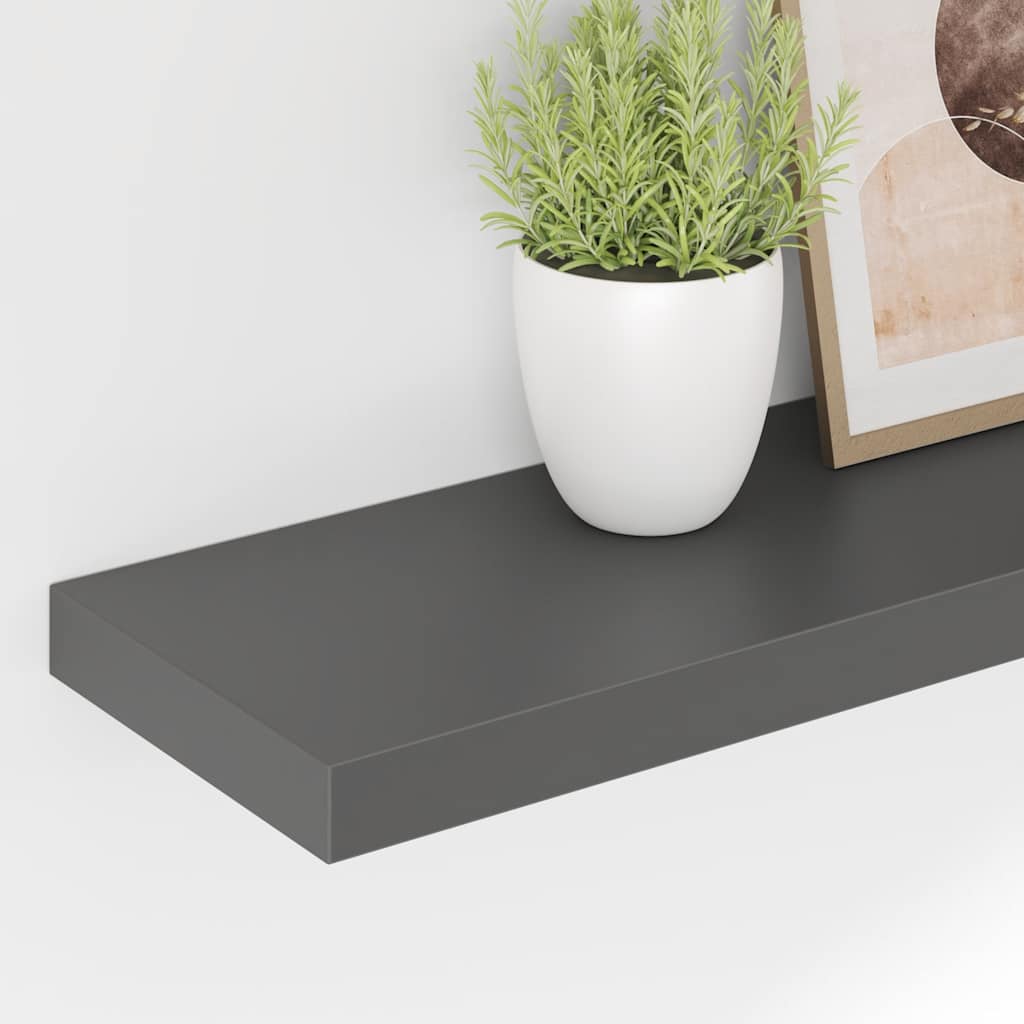 væghylder 2 stk. 80x23,5x3,8 cm MDF grå højglans