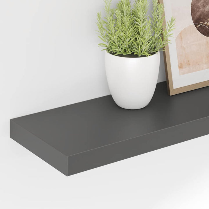 væghylder 2 stk. 80x23,5x3,8 cm MDF grå højglans
