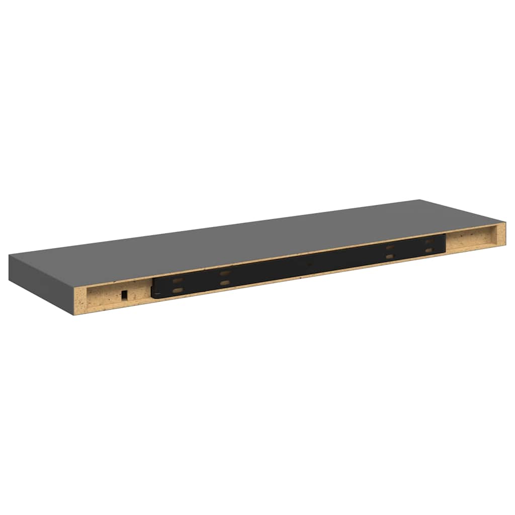 væghylder 2 stk. 80x23,5x3,8 cm MDF grå højglans