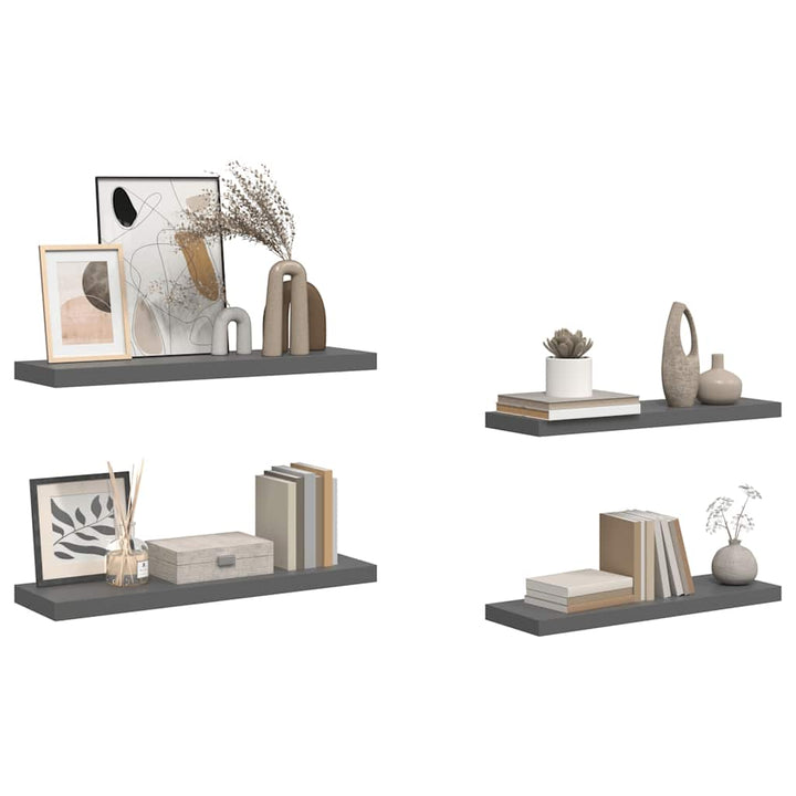 væghylder 4 stk. 80x23,5x3,8 cm MDF grå højglans