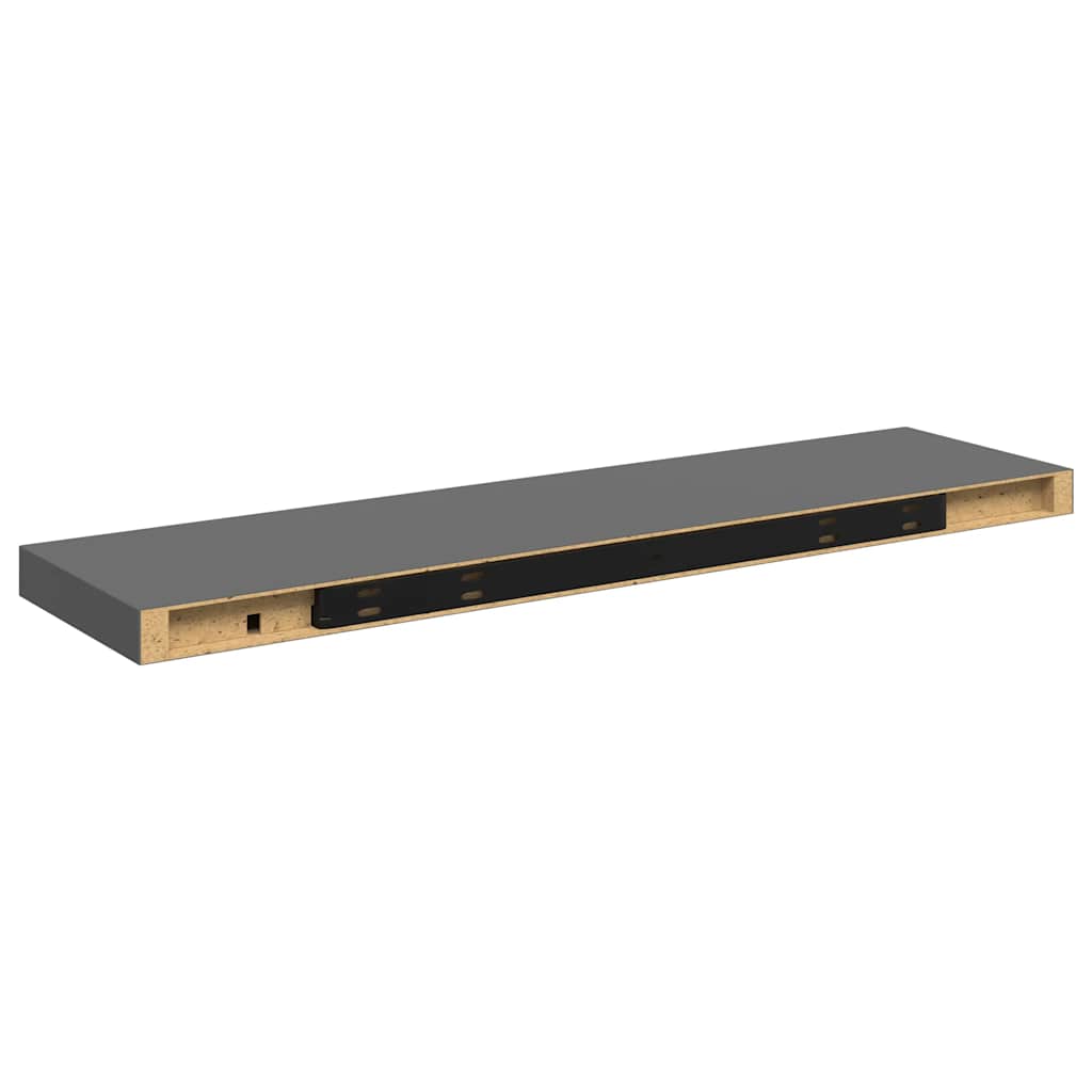 væghylder 2 stk. 90x23,5x3,8 cm MDF grå højglans