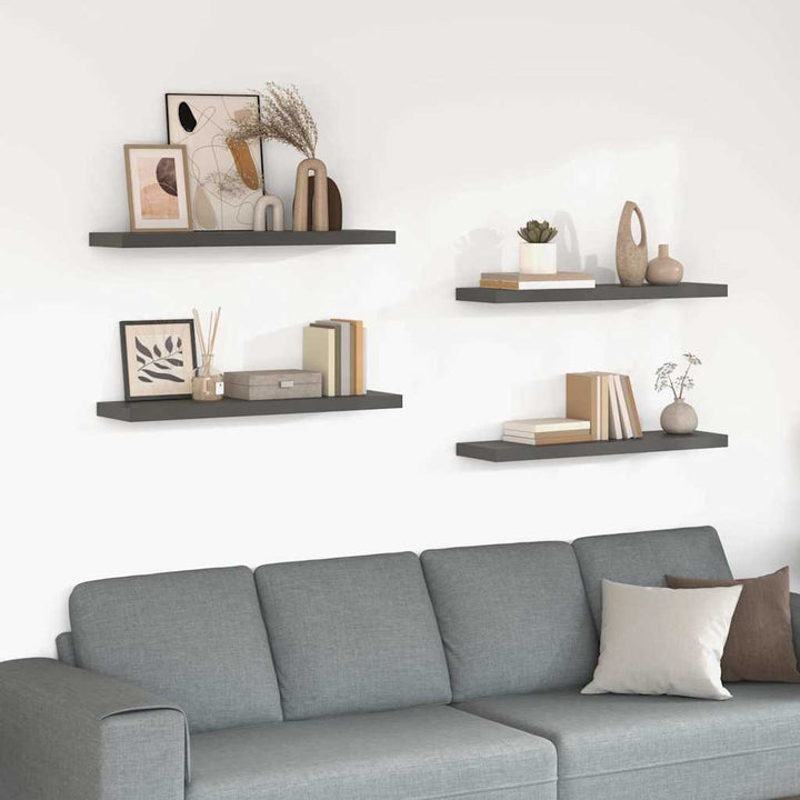væghylder 4 stk. 90x23,5x3,8 cm MDF grå højglans