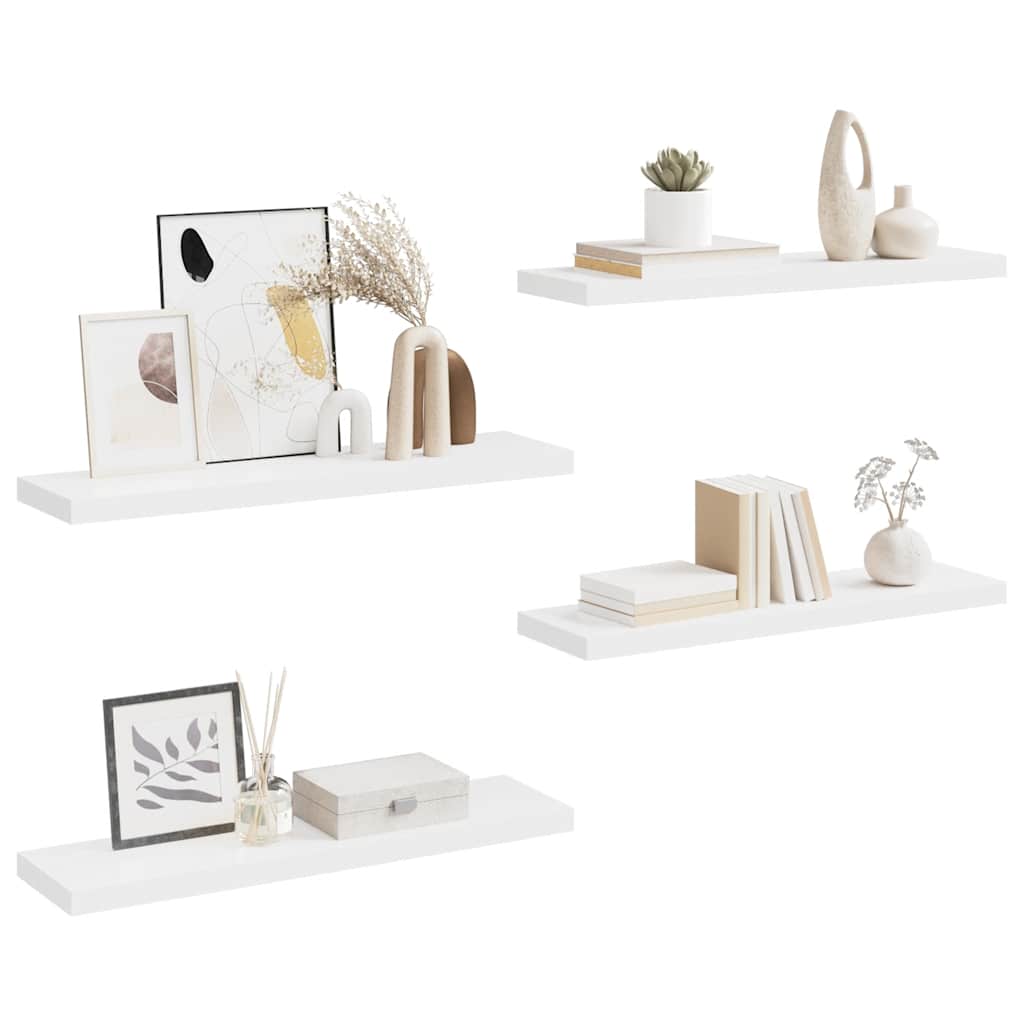 væghylder 4 stk. 90x23,5x3,8 cm MDF hvid