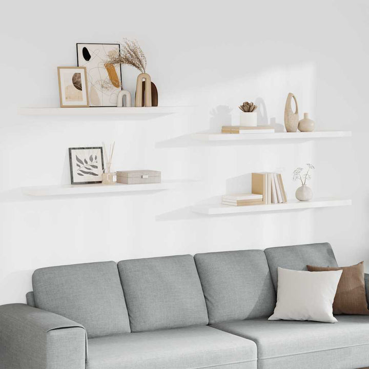 væghylder 4 stk. 120x23,5x3,8 cm MDF hvid