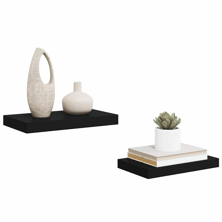 væghylder 2 stk. 40x23,5x3,8 cm MDF sort