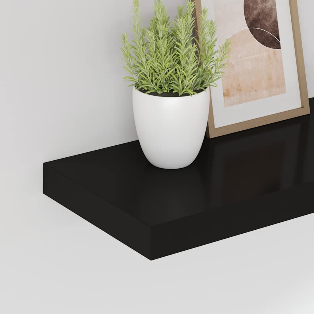 væghylder 4 stk. 80x23,5x3,8 cm MDF sort