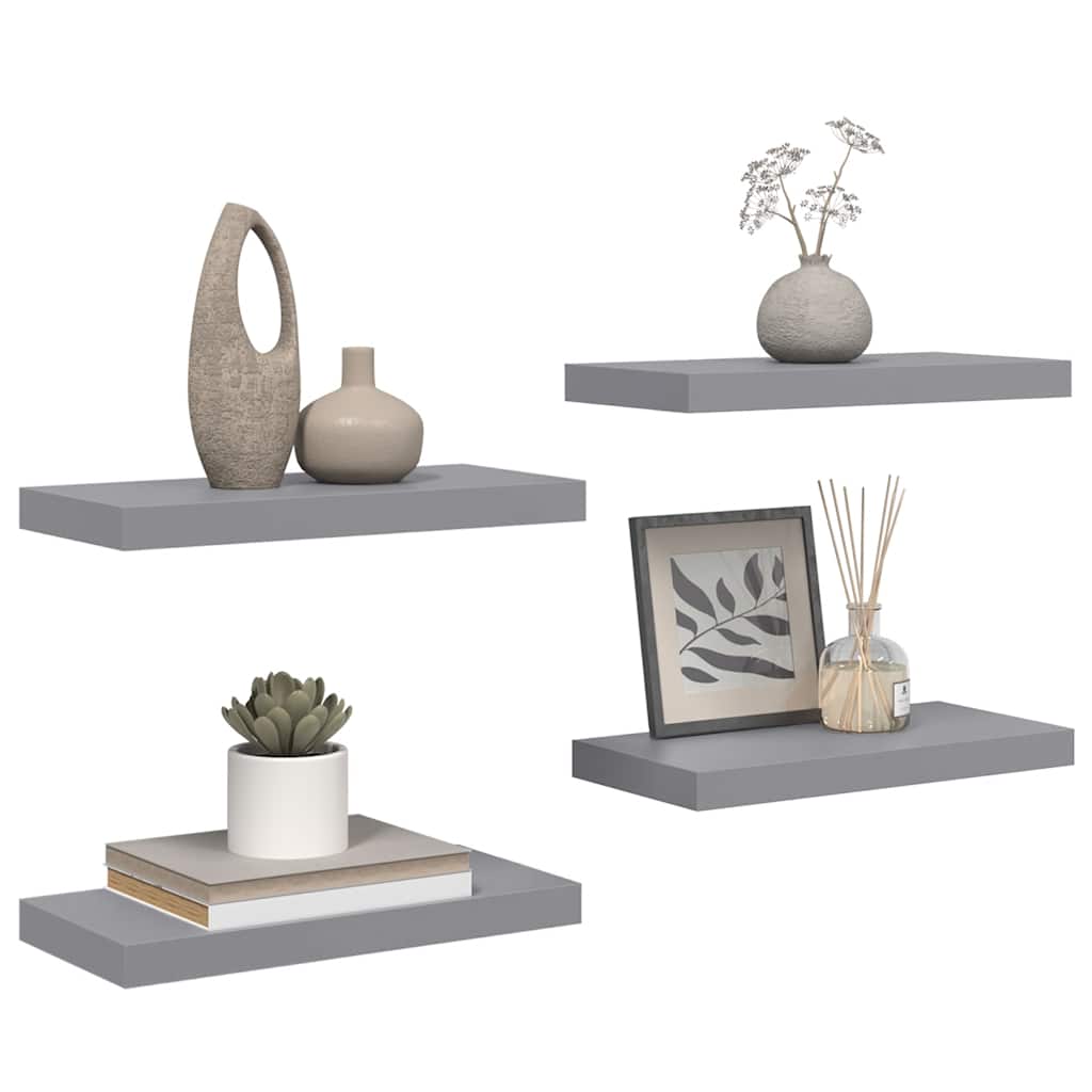 væghylder 4 stk. 50x23x3,8 cm MDF grå