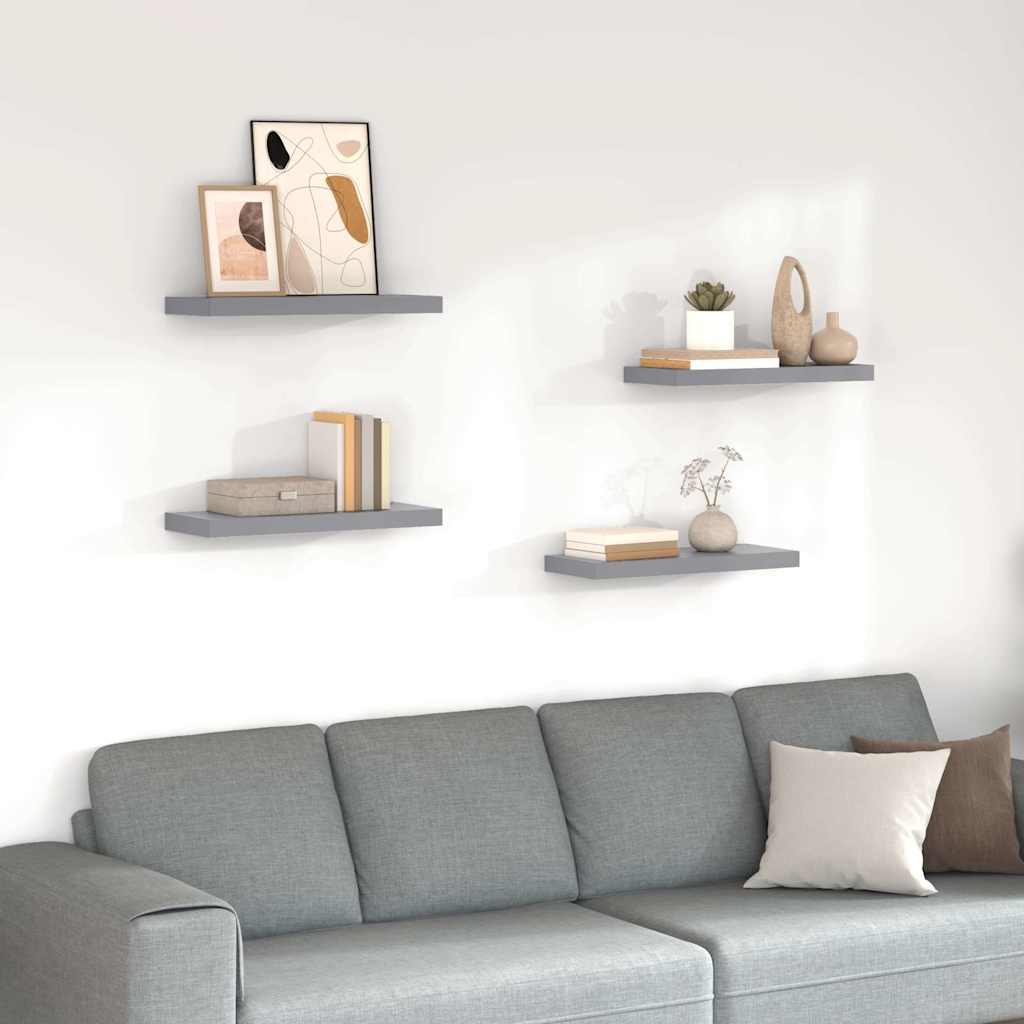 væghylder 4 stk. 60x23,5x3,8 cm MDF grå