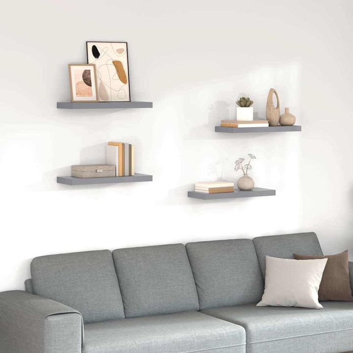væghylder 4 stk. 60x23,5x3,8 cm MDF grå