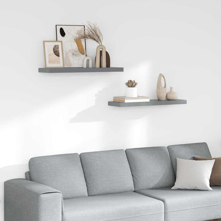 væghylder 2 stk. 80x23,5x3,8 cm MDF grå