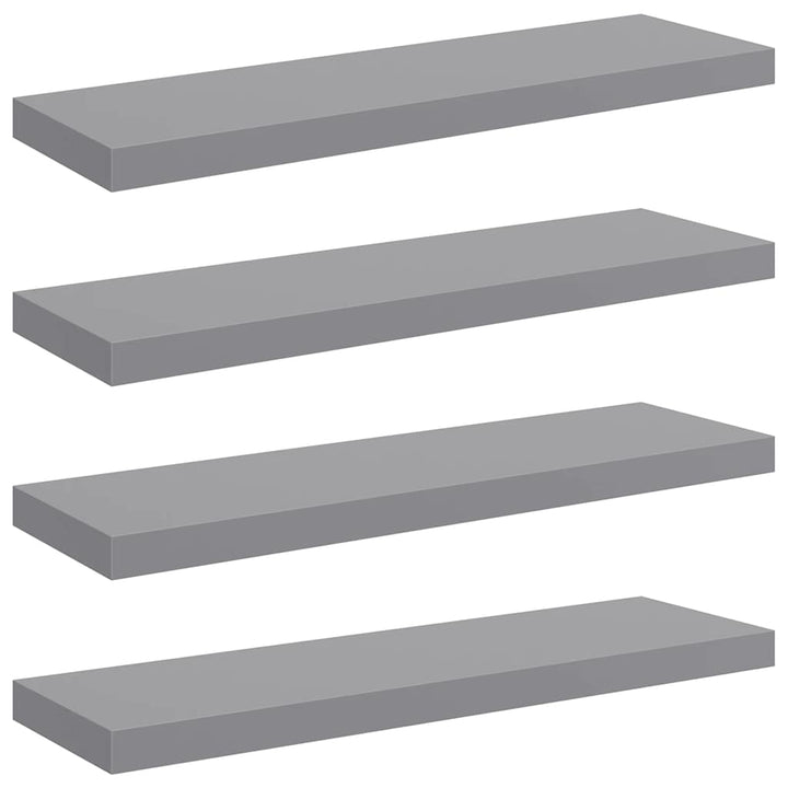 væghylder 4 stk. 80x23,5x3,8 cm MDF grå