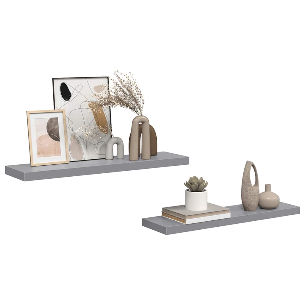 væghylder 2 stk. 90x23,5x3,8 cm MDF grå