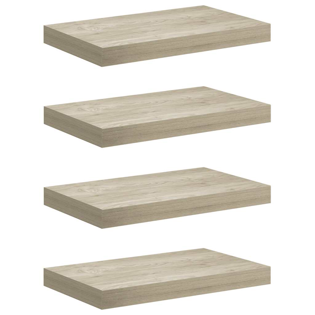 væghylder 4 stk. 40x23x3,8 cm MDF egetræsfarve