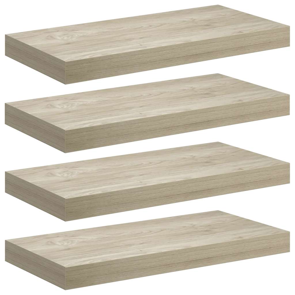 væghylder 4 stk. 50x23x3,8 cm MDF egetræsfarve