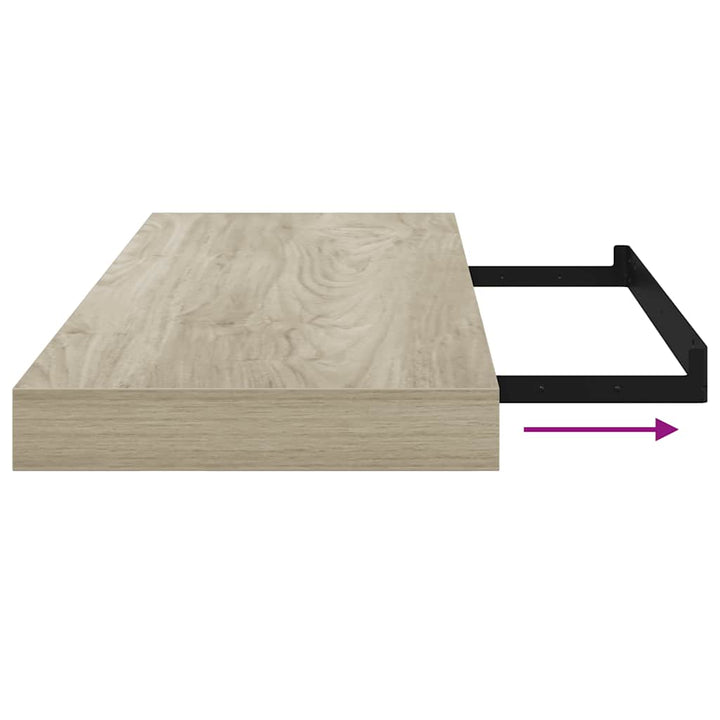 væghylder 2 stk. 60x23,5x3,8 cm MDF egetræsfarve