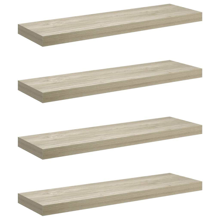 væghylder 4 stk. 80x23,5x3,8 cm MDF egetræsfarve