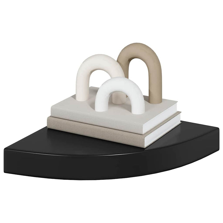 hjørnehylder 2 stk. 25x25x3,8 cm MDF sort højglans