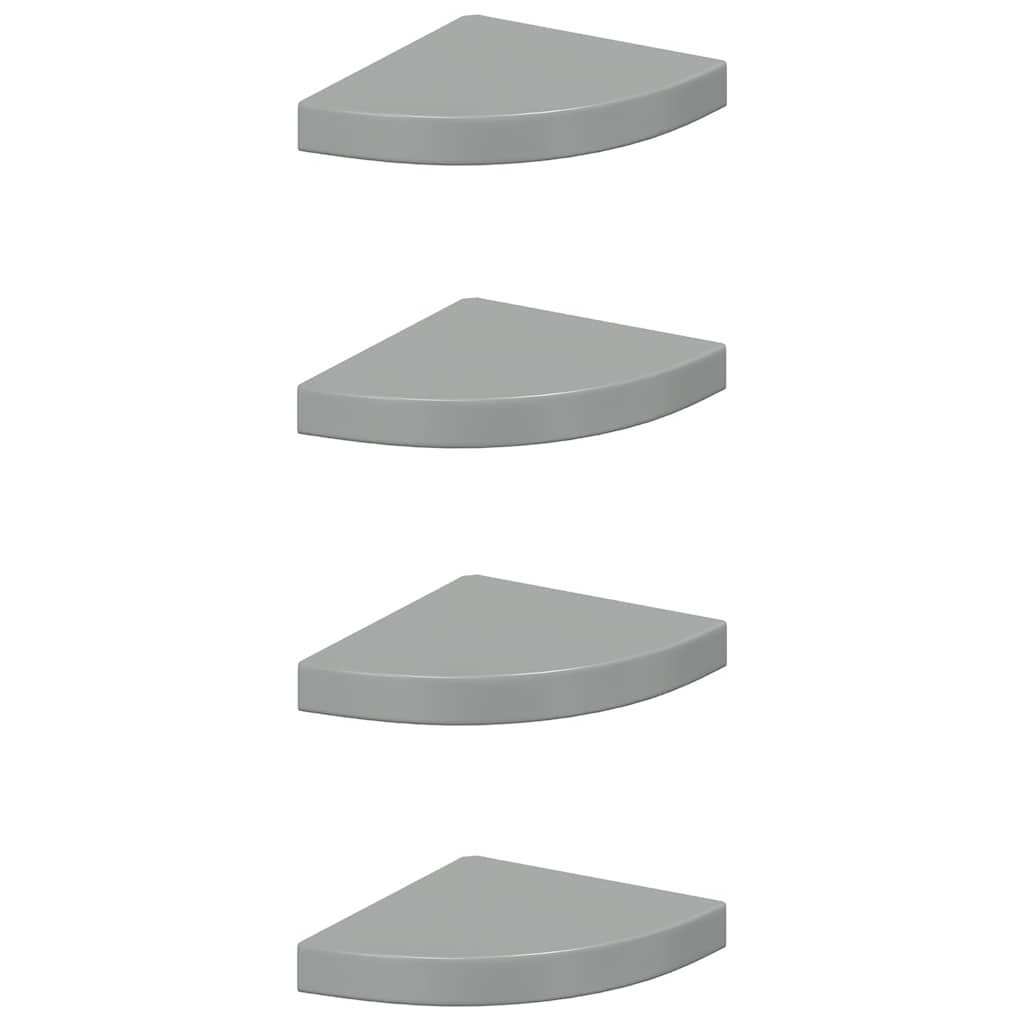 hjørnehylder 4 stk. 25x25x3,8 cm MDF grå højglans