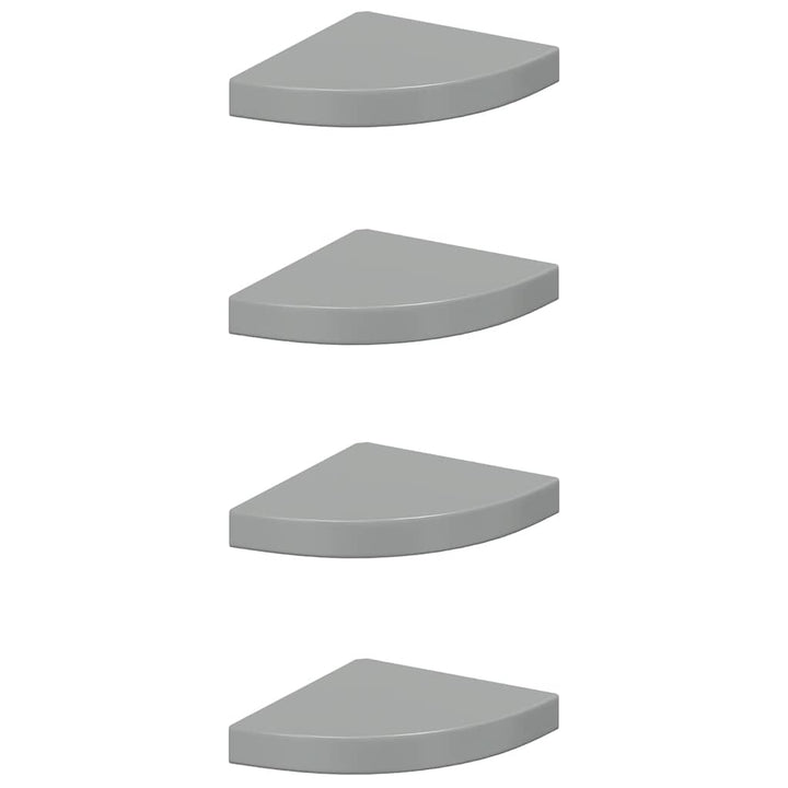 hjørnehylder 4 stk. 25x25x3,8 cm MDF grå højglans