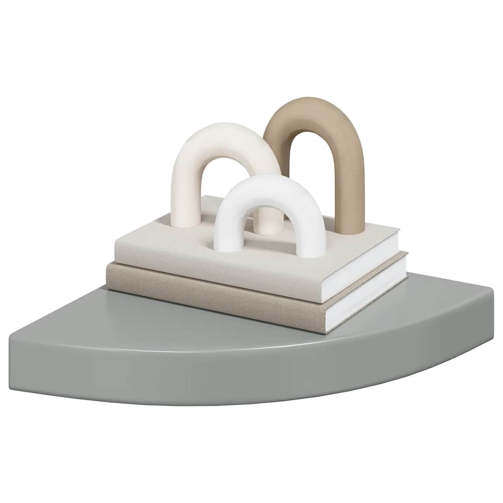 hjørnehylder 4 stk. 25x25x3,8 cm MDF grå højglans