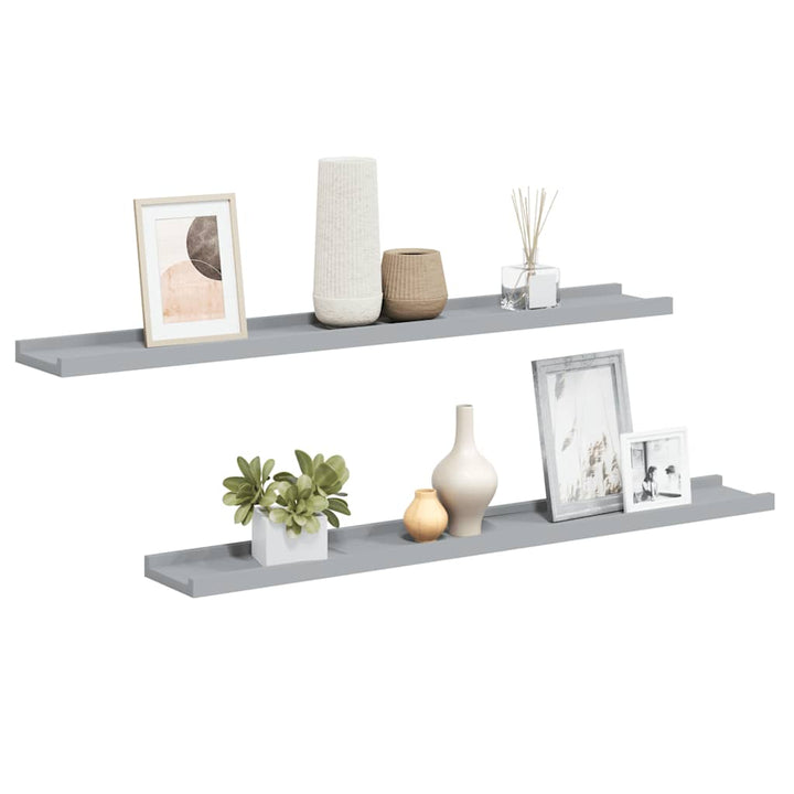 gallerihylder 2 stk. 80x9x3 cm MDF grå