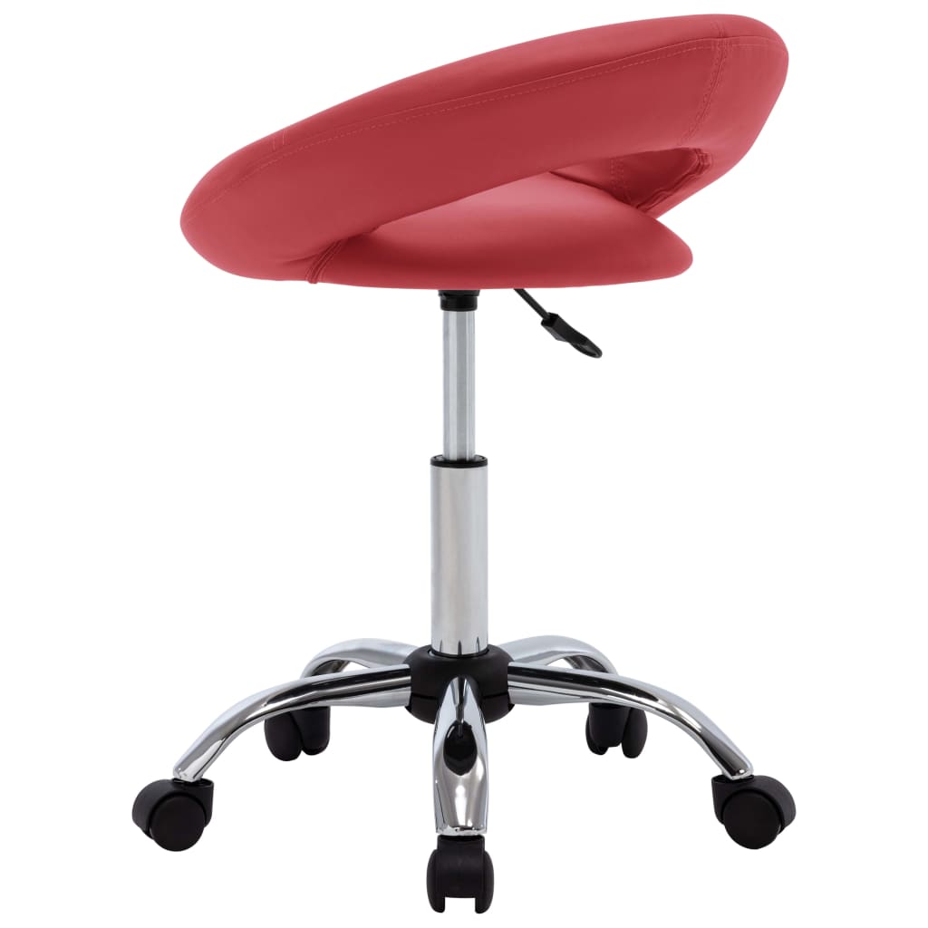 arbejdsstol med hjul kunstlæder vinrød