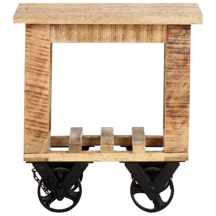 sidebord med hjul 40x40x42 cm ru mangotræ