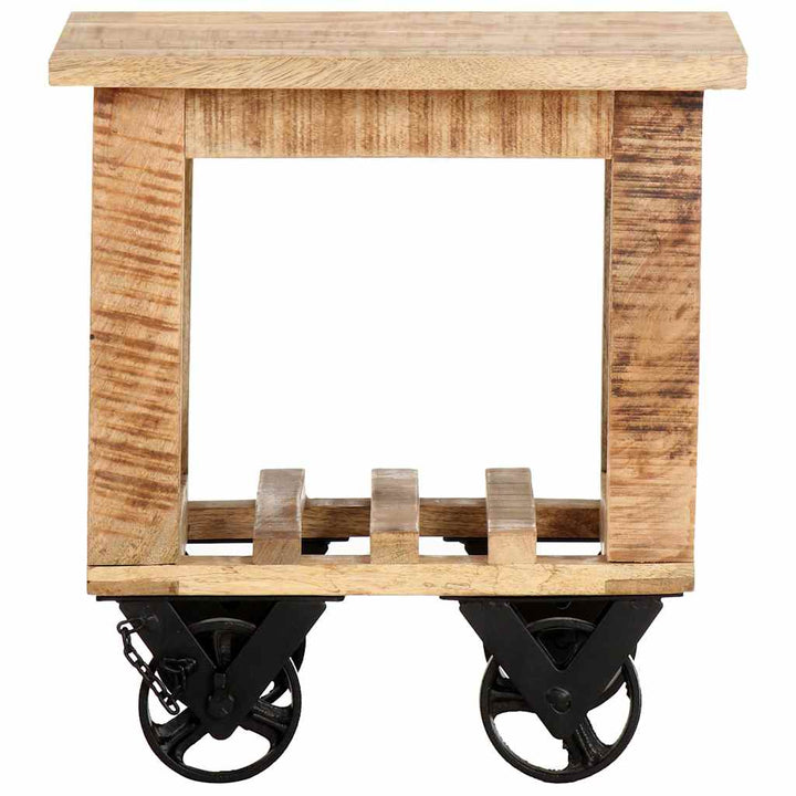 sidebord med hjul 40x40x42 cm ru mangotræ