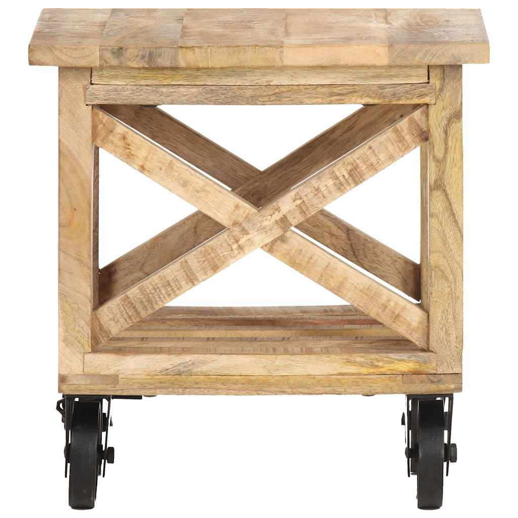 sidebord med hjul 40x40x42 cm ru mangotræ