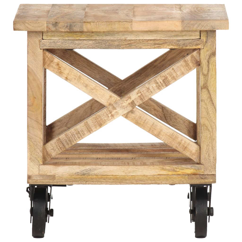 sidebord med hjul 40x40x42 cm ru mangotræ