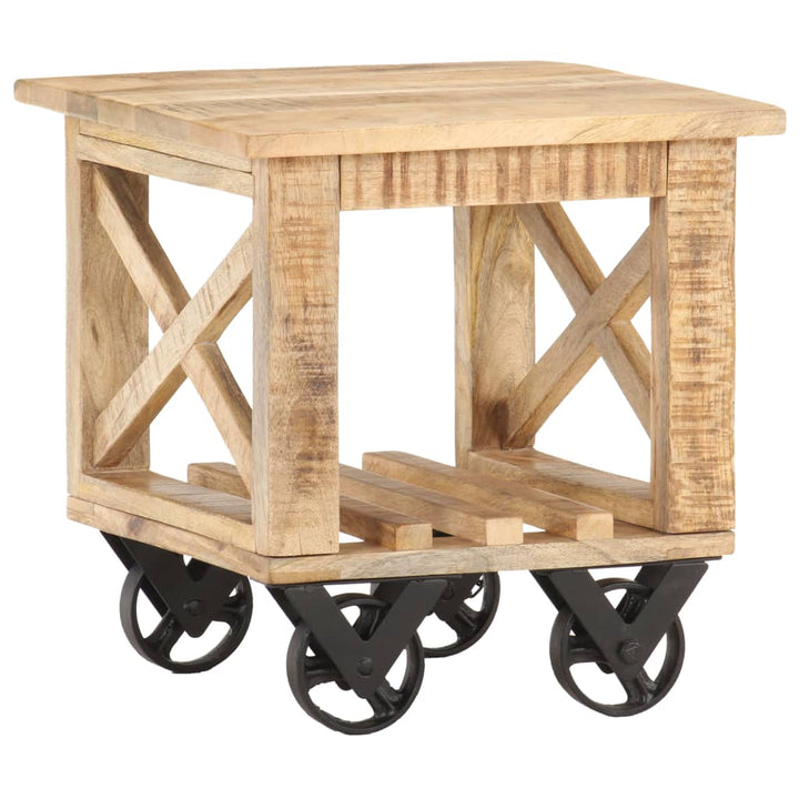 sidebord med hjul 40x40x42 cm ru mangotræ