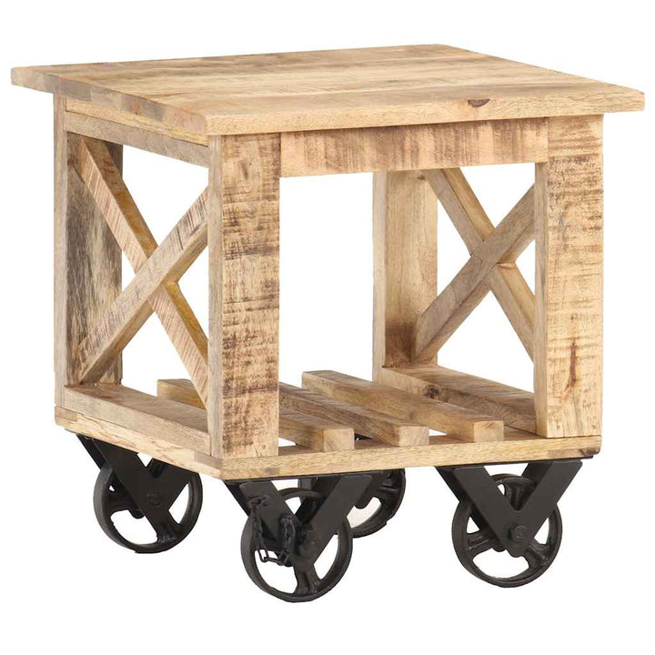 sidebord med hjul 40x40x42 cm ru mangotræ