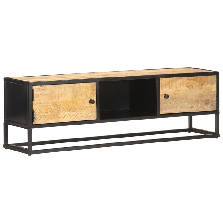 tv-skab med udskåret låge 130x30x40 cm ru mangotræ