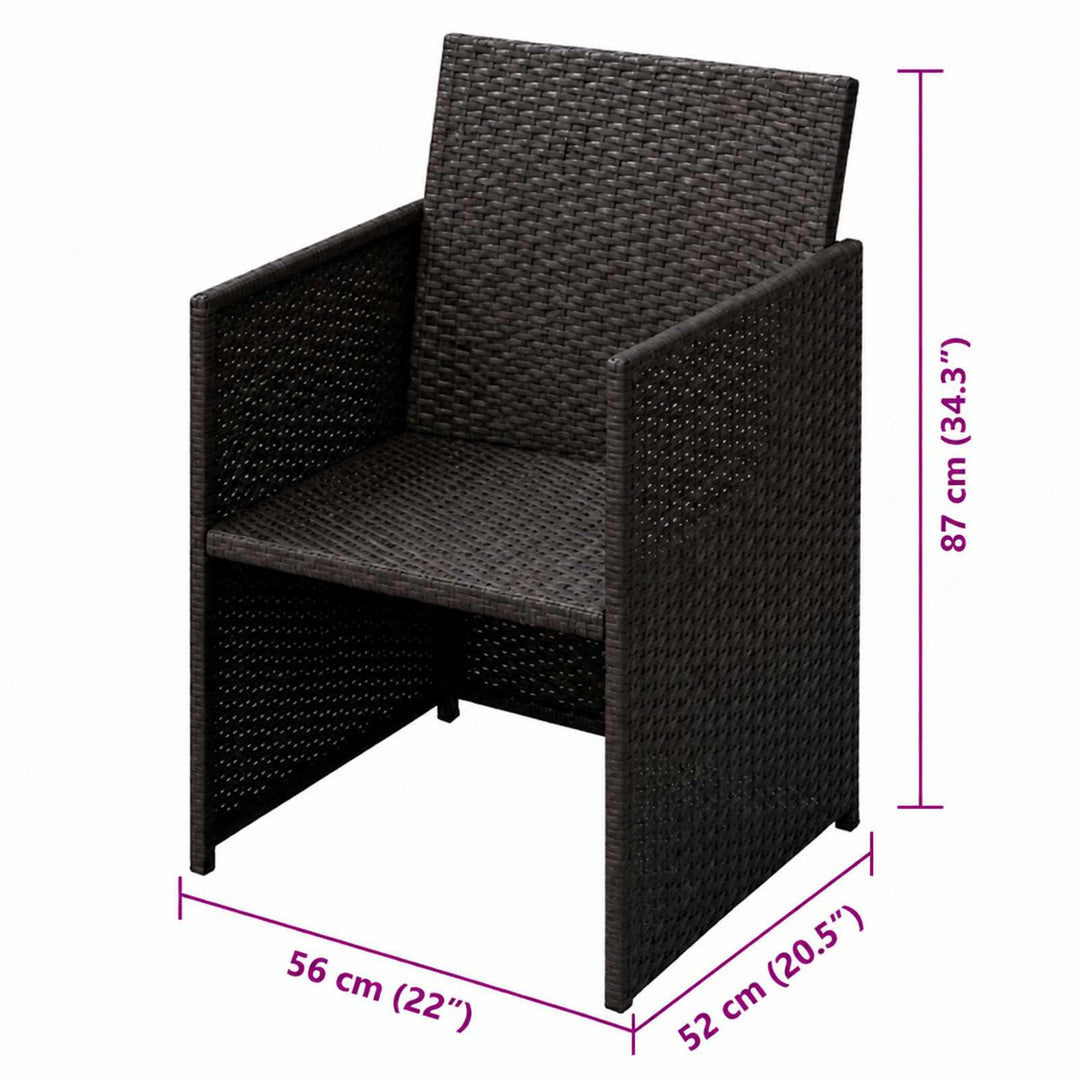 Havestole 3 stk. Brun Poly rattan