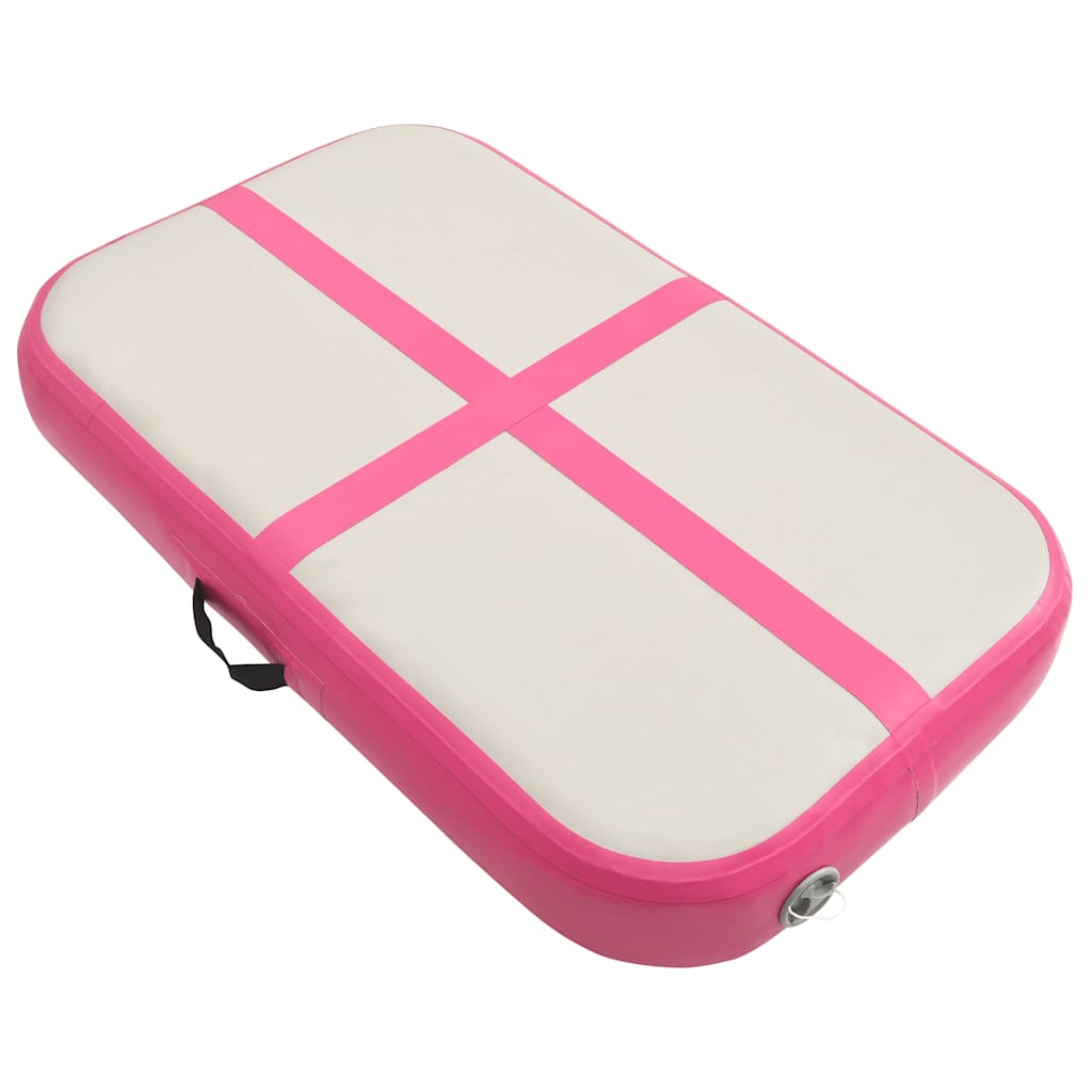 oppustelig gymnastikmåtte med pumpe 60x100x10 cm PVC lyserød