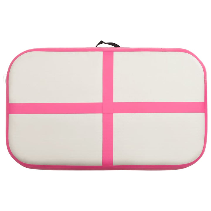 oppustelig gymnastikmåtte med pumpe 60x100x10 cm PVC lyserød