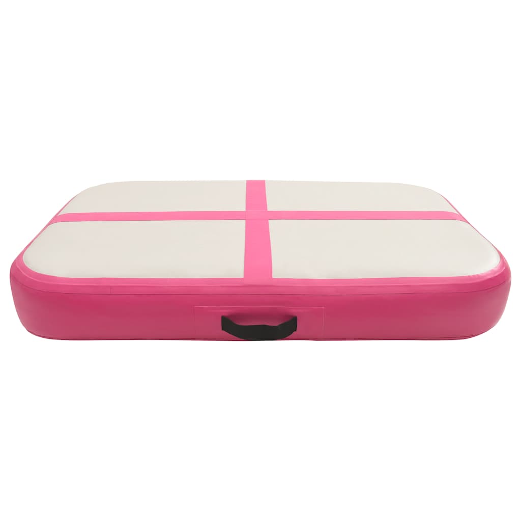 oppustelig gymnastikmåtte med pumpe 60x100x15 cm PVC lyserød