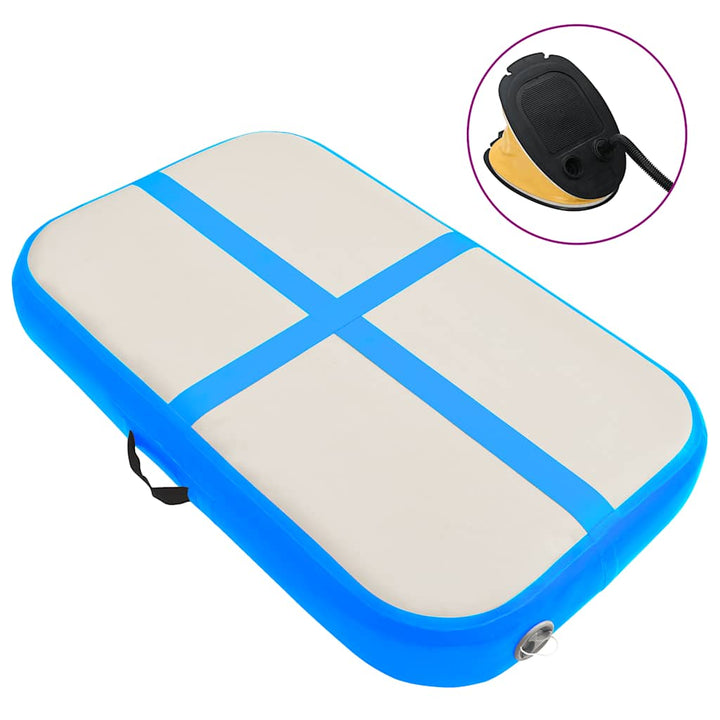 oppustelig gymnastikmåtte med pumpe 60x100x15 cm PVC blå