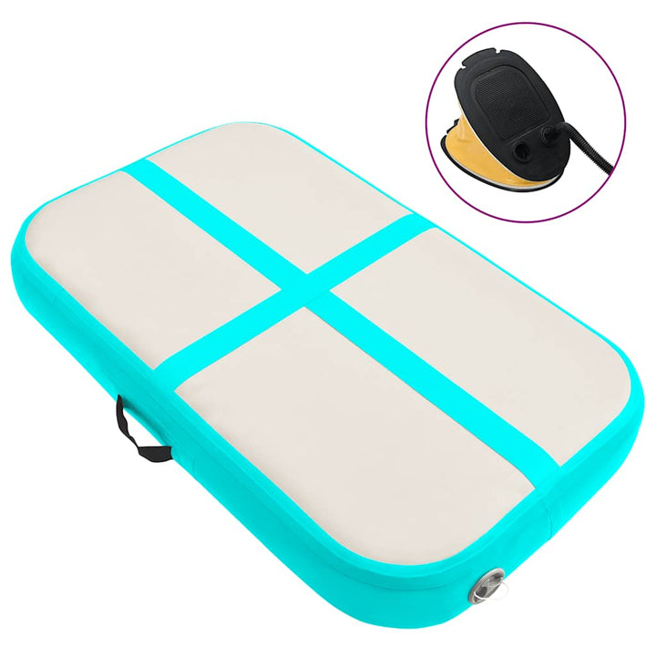oppustelig gymnastikmåtte med pumpe 60x100x15 cm PVC grøn