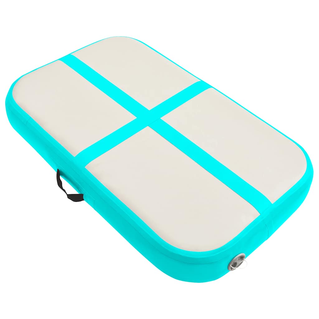 oppustelig gymnastikmåtte med pumpe 60x100x15 cm PVC grøn