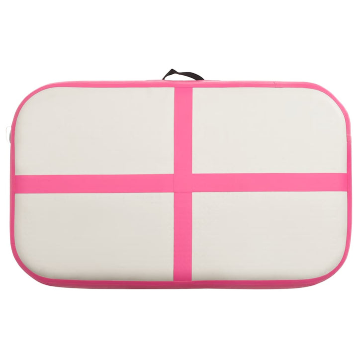 oppustelig gymnastikmåtte med pumpe 60x100x20 cm PVC lyserød
