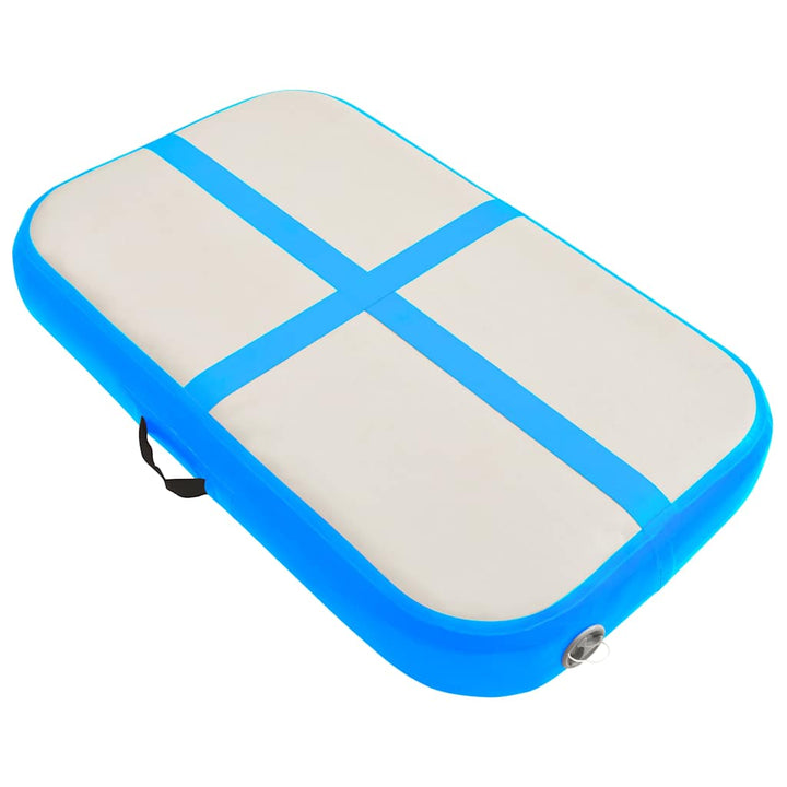 oppustelig gymnastikmåtte med pumpe 60x100x20 cm PVC blå