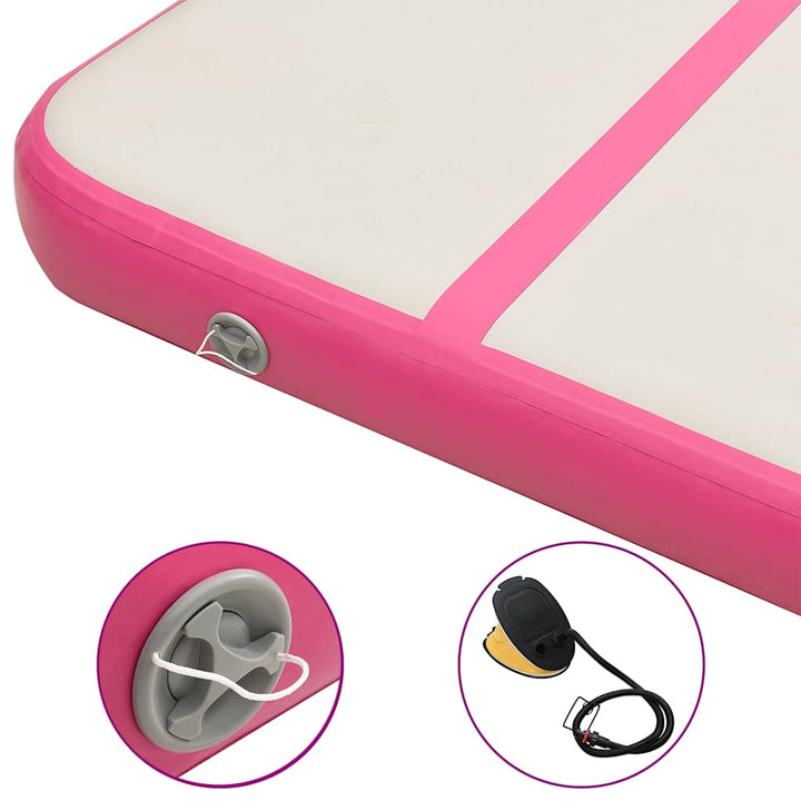 oppustelig gymnastikmåtte m. pumpe 300x100x15 cm PVC pink