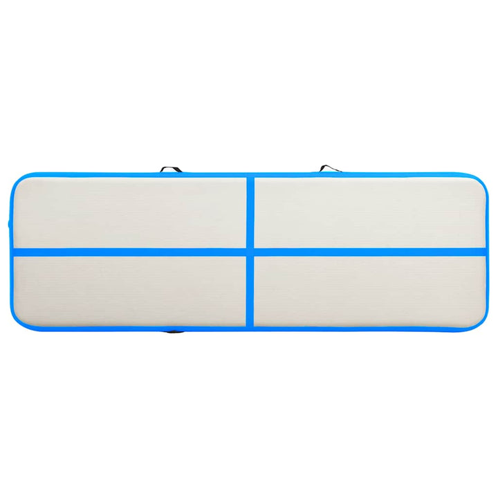 oppustelig gymnastikmåtte m. pumpe 300x100x15 cm PVC blå