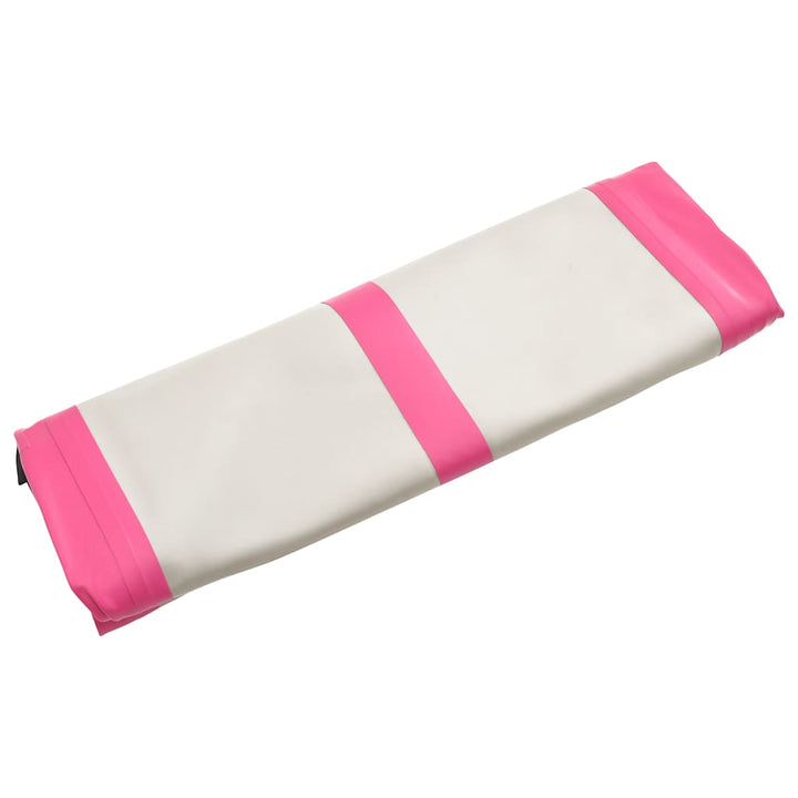 oppustelig gymnastikmåtte m. pumpe 400x100x15 cm PVC lyserød