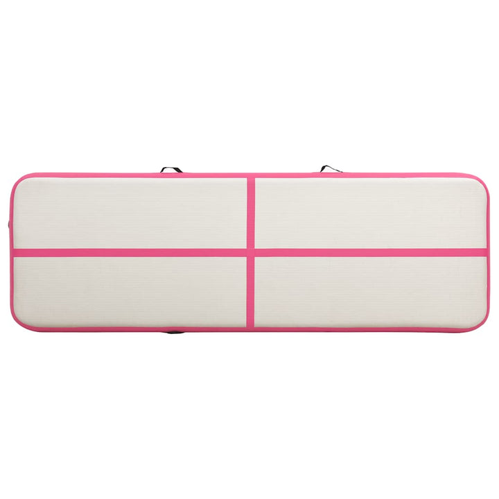 oppustelig gymnastikmåtte m. pumpe 400x100x15 cm PVC lyserød
